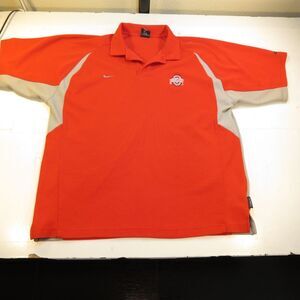 OHIO STATE COLLEGE FOOTBALL BUCKEYES POLO SHIRT  XL Red NIKE TEAM DRI FIT